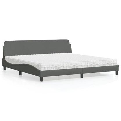 Letto con Materasso Dover Grigio Scuro 200x200 cm in Tessuto - homemem39