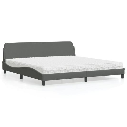 Letto con Materasso Dover Grigio Scuro 200x200 cm in Tessuto - homemem39