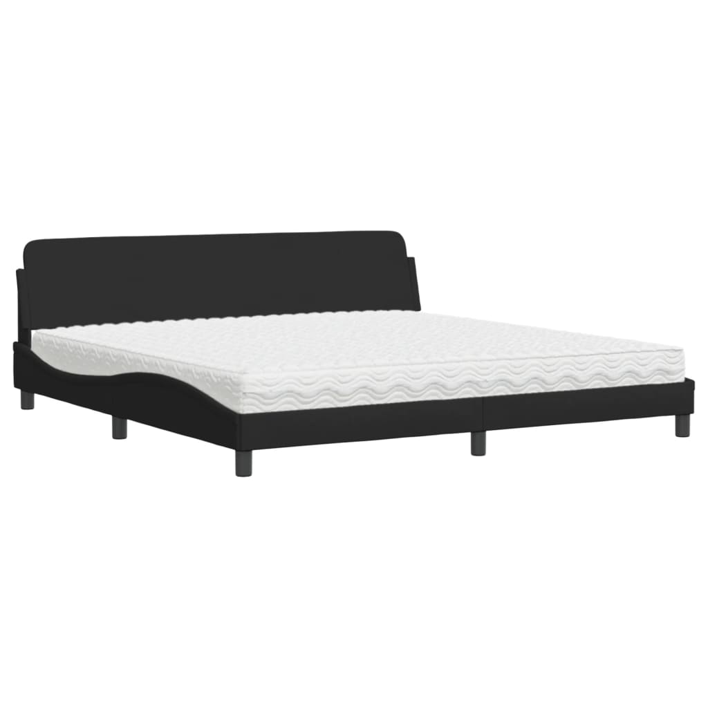 Letto con Materasso Dover Nero 200x200 cm in Tessuto - homemem39