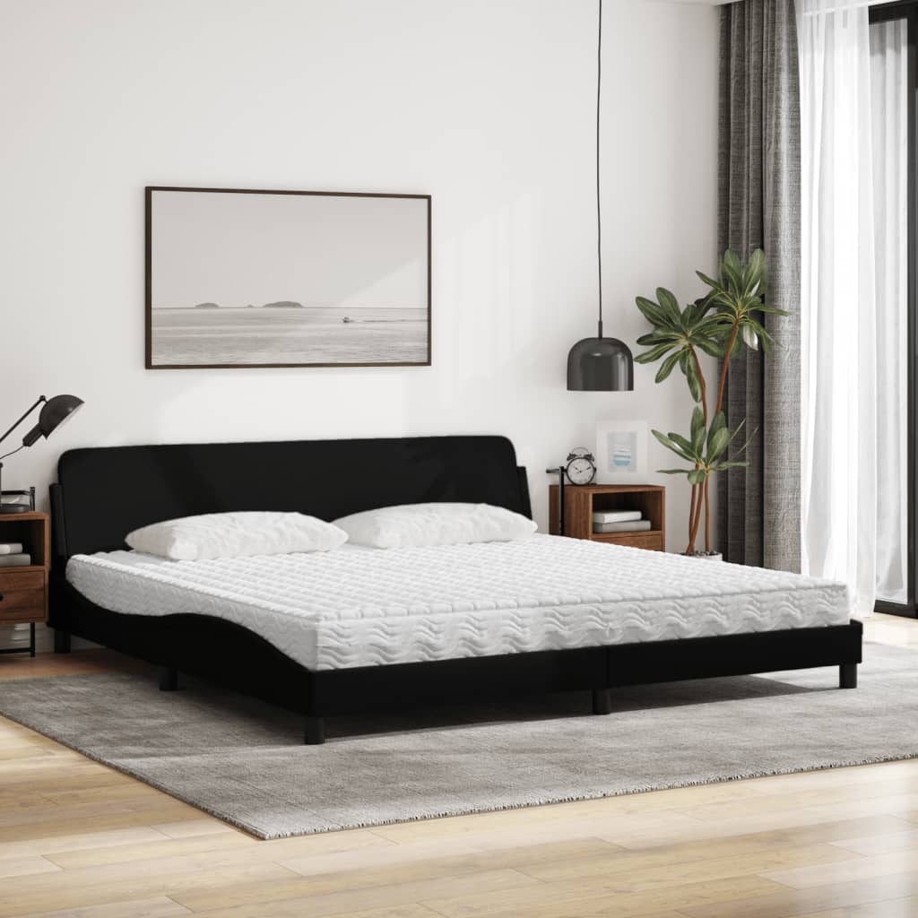 Letto con Materasso Dover Nero 200x200 cm in Tessuto - homemem39