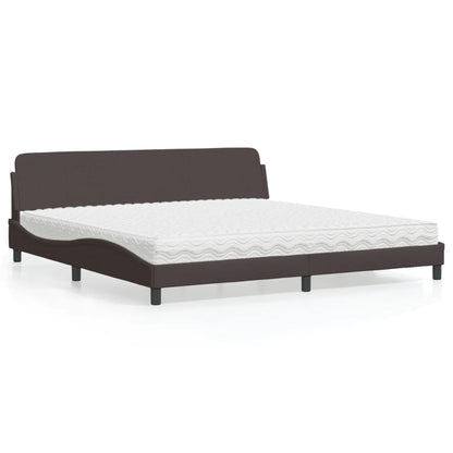 Letto con Materasso Dover Marrone Scuro 200x200 cm in Tessuto - homemem39