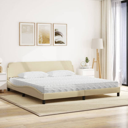 Letto con Materasso Dover Crema 200x200 cm in Tessuto - homemem39