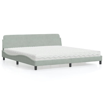 Letto con Materasso Dover Grigio Chiaro 200x200cm Velluto - homemem39
