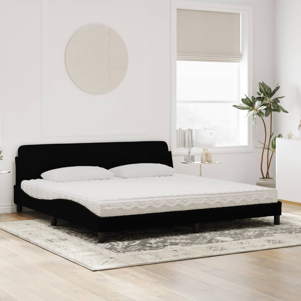 Letto con Materasso Dover Nero 200x200 cm in Velluto - homemem39