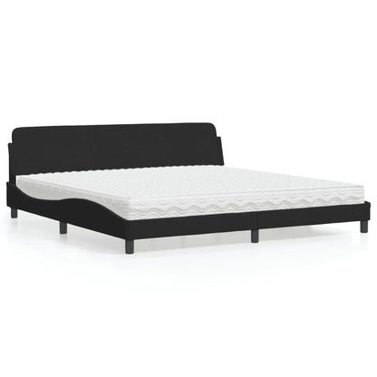 Letto con Materasso Dover Nero 200x200 cm in Velluto - homemem39
