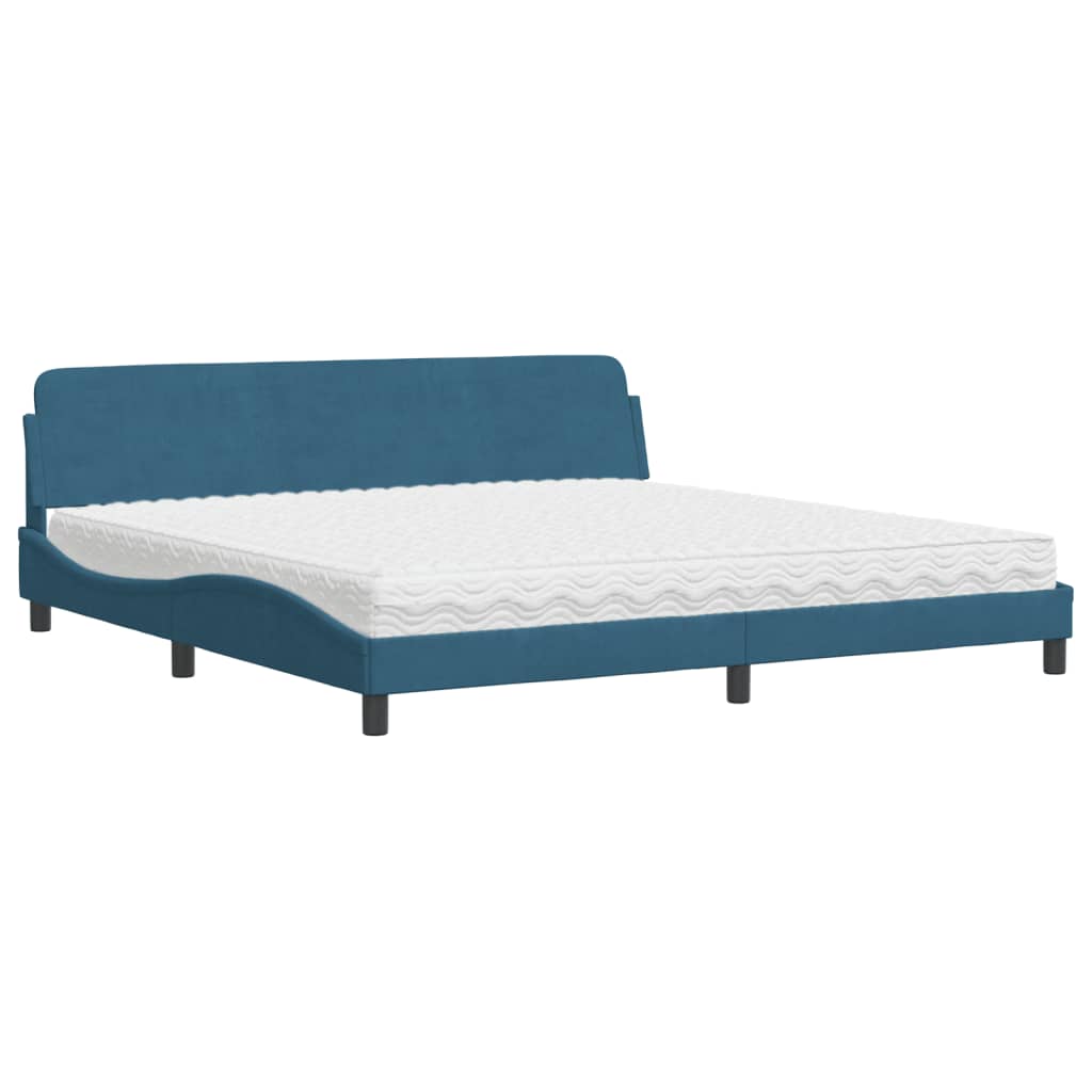 Letto con Materasso Dover Blu 200x200 cm Velluto - homemem39