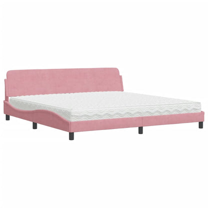 Letto con Materasso Dover Rosa 200x200 cm in Velluto - homemem39