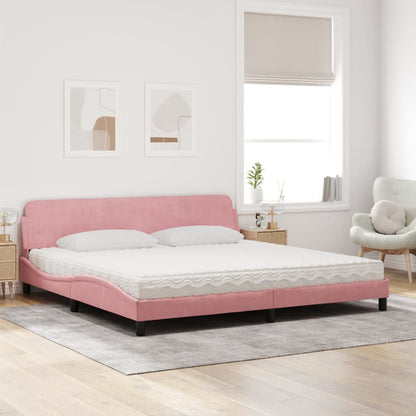 Letto con Materasso Dover Rosa 200x200 cm in Velluto - homemem39