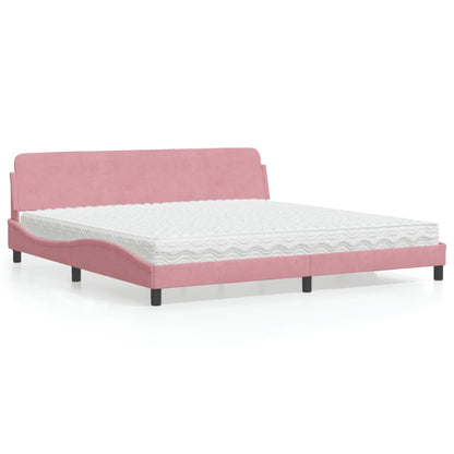 Letto con Materasso Dover Rosa 200x200 cm in Velluto - homemem39