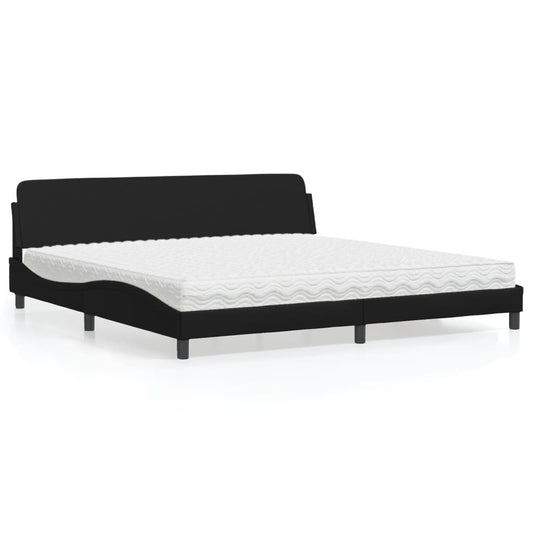 Letto con Materasso Dover Nero 200x200 cm in Similpelle - homemem39