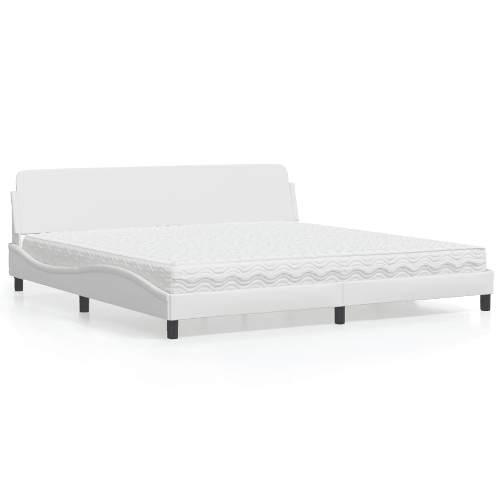 Letto con Materasso Dover Bianco 200x200cm in Similpelle