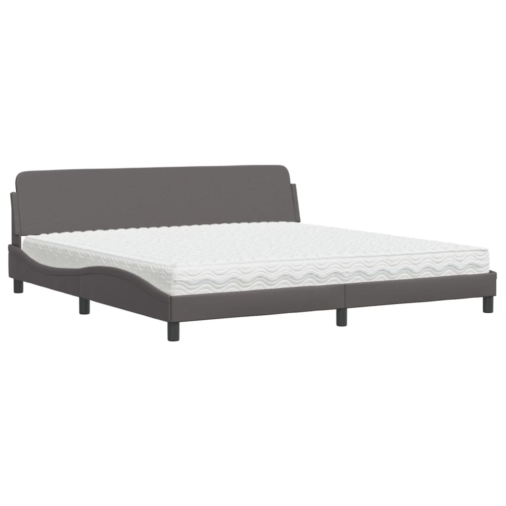 Letto con Materasso Dover Grigio 200x200 cm in Similpelle - homemem39