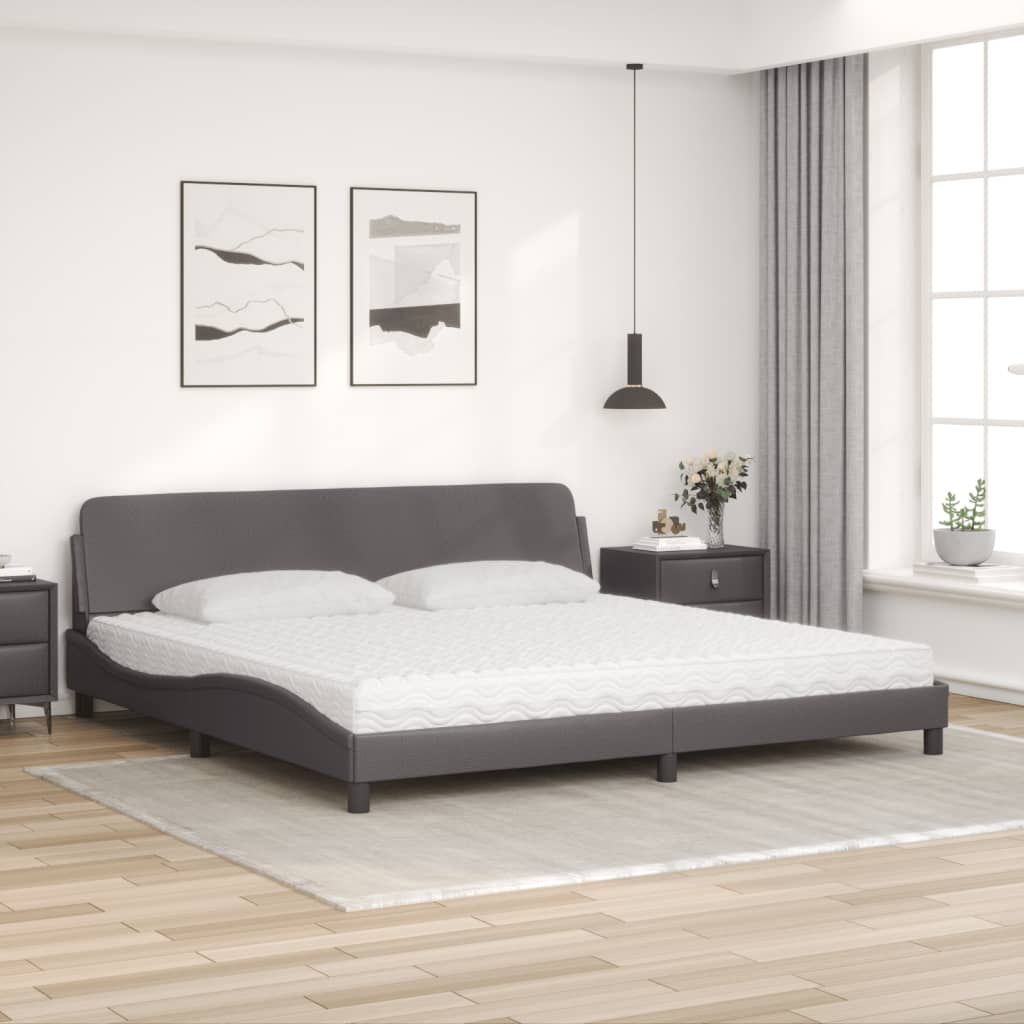 Letto con Materasso Dover Grigio 200x200 cm in Similpelle - homemem39