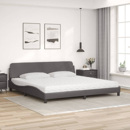 Letto con Materasso Dover Grigio 200x200 cm in Similpelle - homemem39