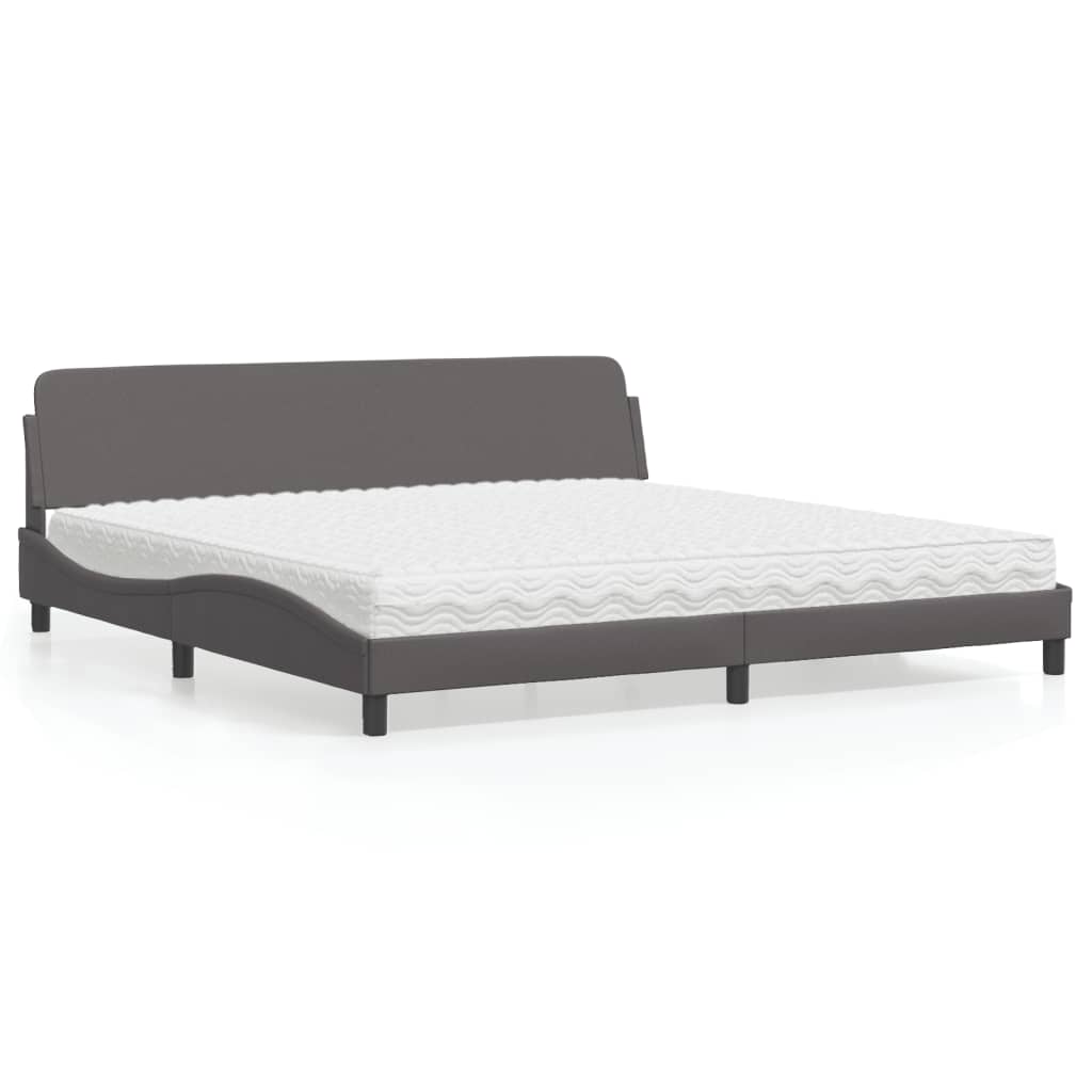 Letto con Materasso Dover Grigio 200x200 cm in Similpelle - homemem39