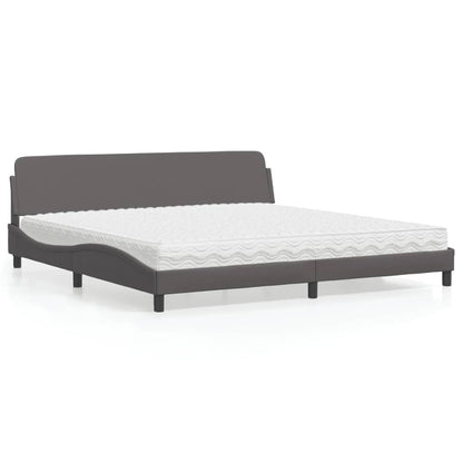Letto con Materasso Dover Grigio 200x200 cm in Similpelle - homemem39