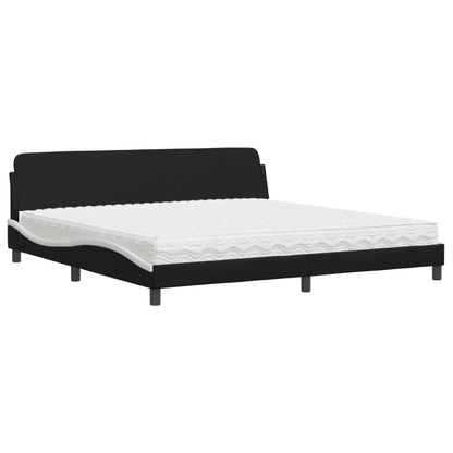 Letto con Materasso Dover Nero e Bianco 200x200cm in Similpelle - homemem39