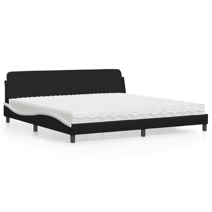Letto con Materasso Dover Nero e Bianco 200x200cm in Similpelle - homemem39