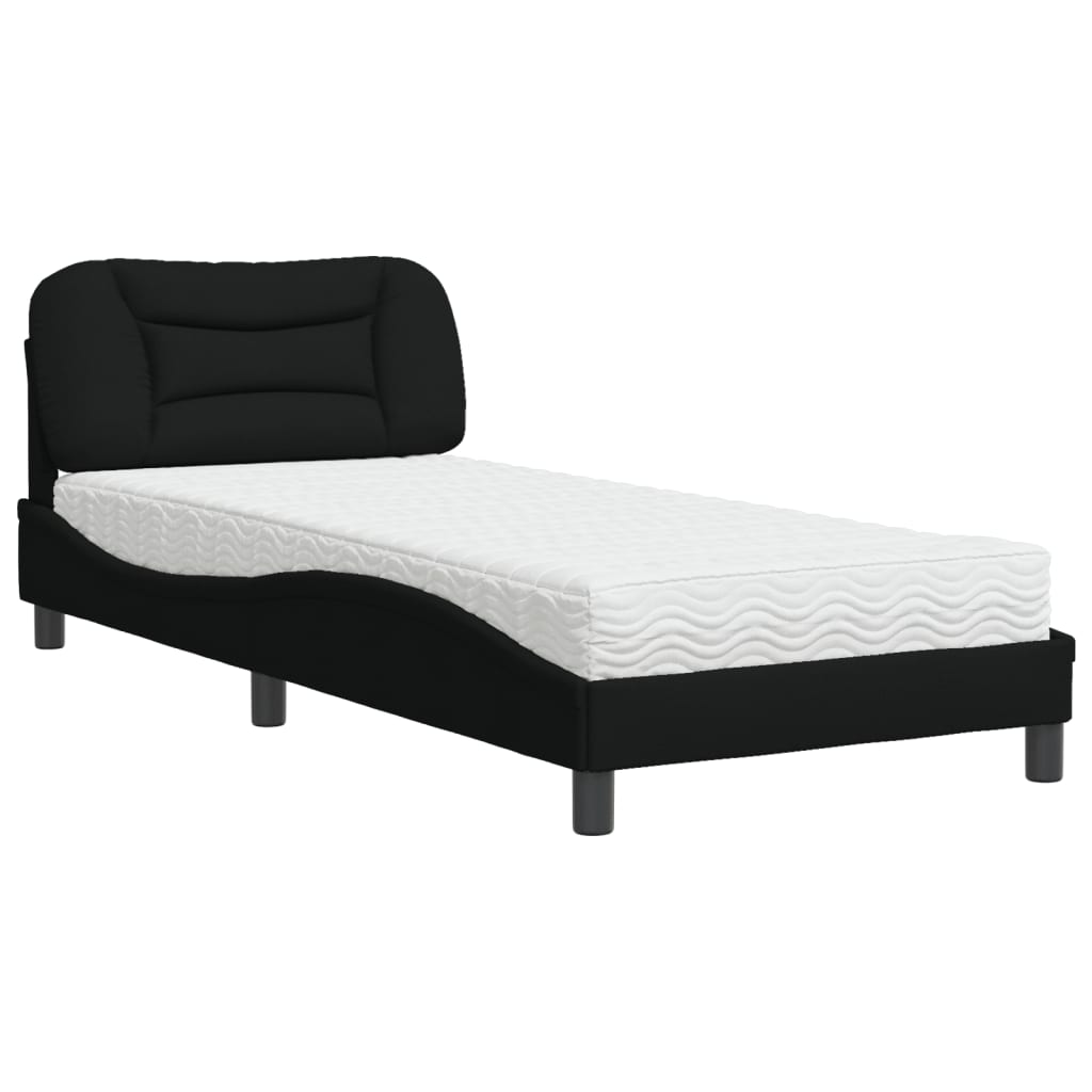Letto con Materasso Hvar Nero 80x200 cm in Tessuto - homemem39