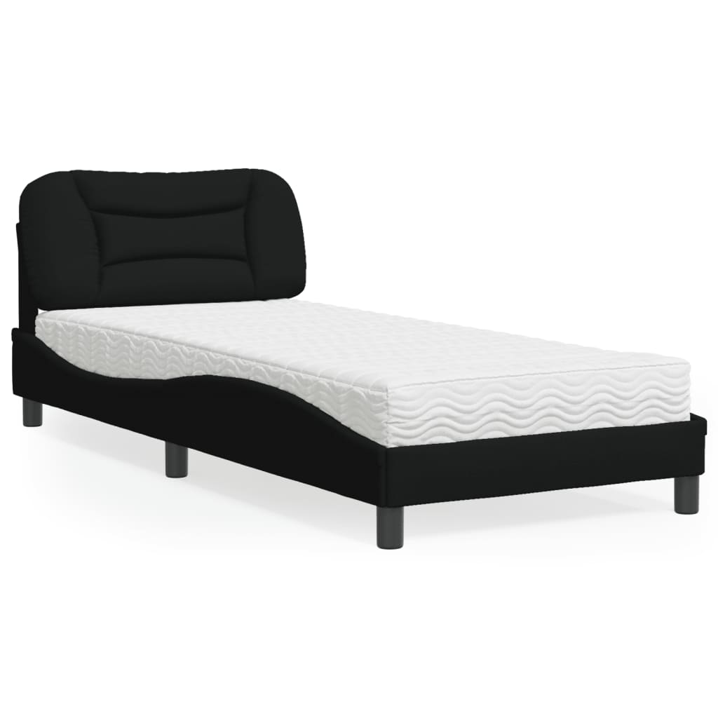 Letto con Materasso Hvar Nero 80x200 cm in Tessuto - homemem39