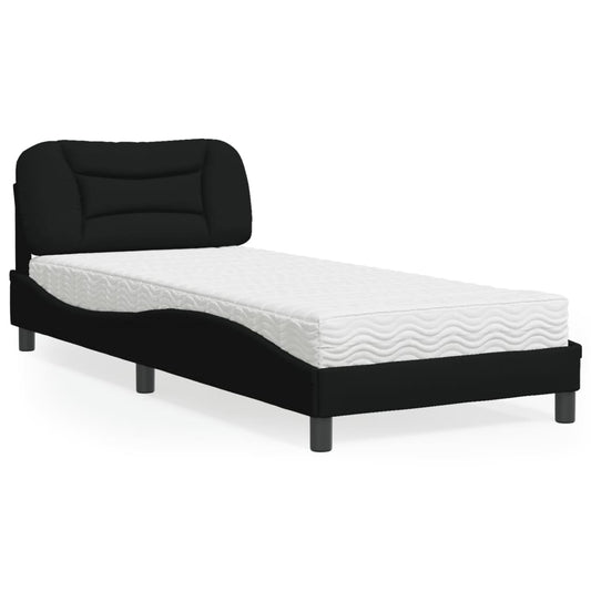 Letto con Materasso Hvar Nero 80x200 cm in Tessuto - homemem39