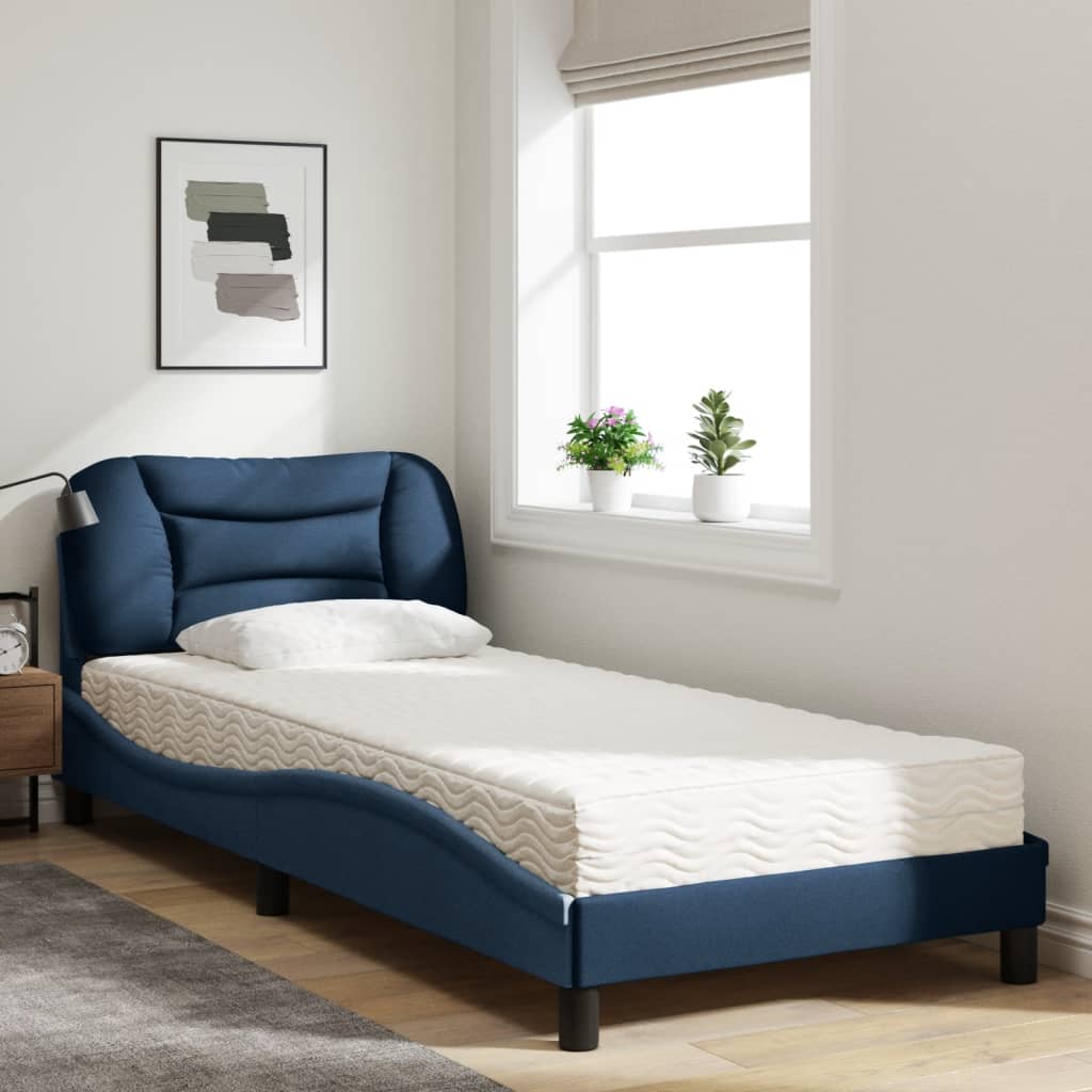 Letto con Materasso Hvar Blu 80x200 cm in Tessuto - homemem39
