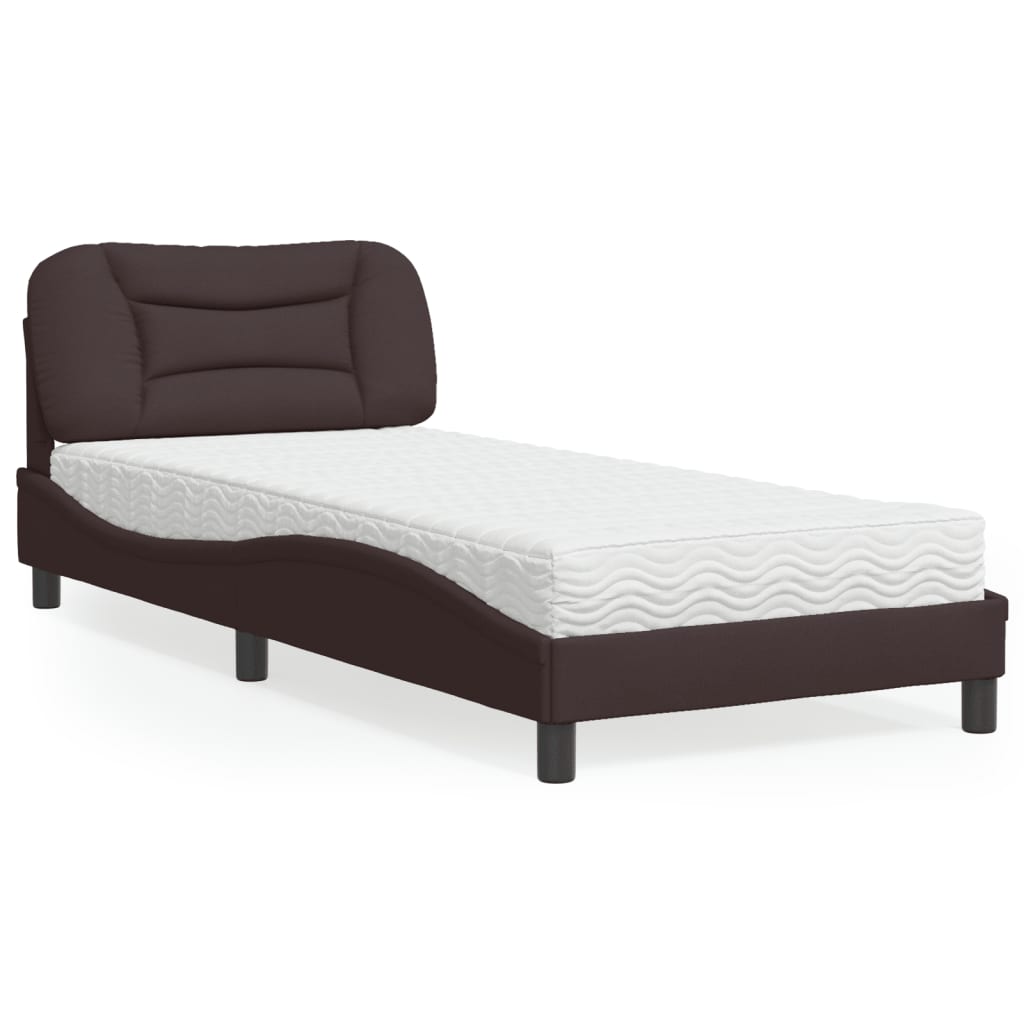 Letto con Materasso Hvar Marrone Scuro 90x190 cm in Tessuto
