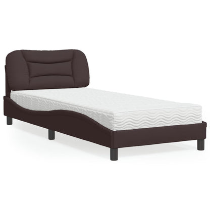 Letto con Materasso Hvar Marrone Scuro 90x190 cm in Tessuto