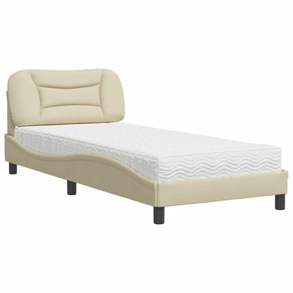 Letto con Materasso Hvar Crema 90x190 cm in Tessuto - homemem39