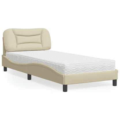 Letto con Materasso Hvar Crema 90x190 cm in Tessuto - homemem39