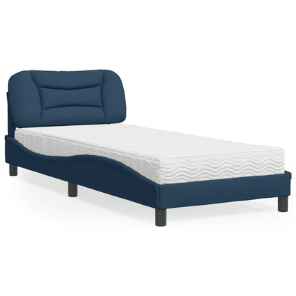 Letto con Materasso Hvar Blu 90x190 cm in Tessuto | homemem39