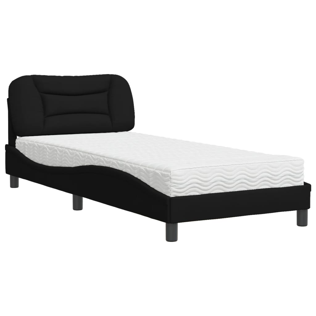 Letto con Materasso Hvar Nero 90x200 cm in Tessuto - homemem39