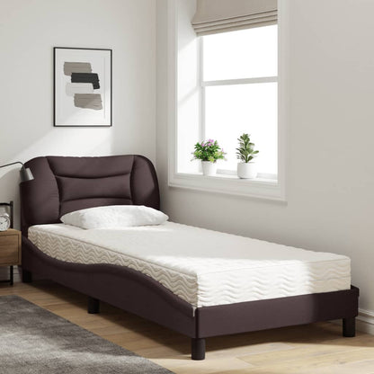 Letto con Materasso Hvar Marrone Scuro 90x200 cm in Tessuto - homemem39
