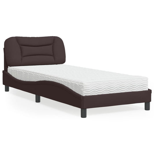 Letto con Materasso Hvar Marrone Scuro 90x200 cm in Tessuto - homemem39