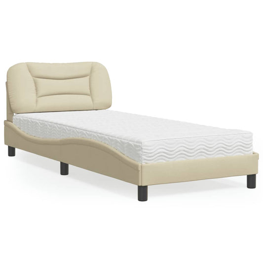 Letto con Materasso Hvar Crema 90x200 cm in Tessuto - homemem39