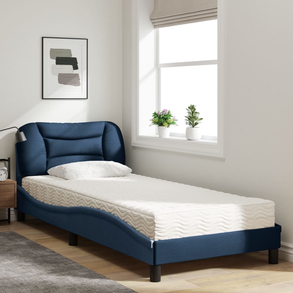 Letto con Materasso Hvar Blu 90x200 cm in Tessuto | homemem39