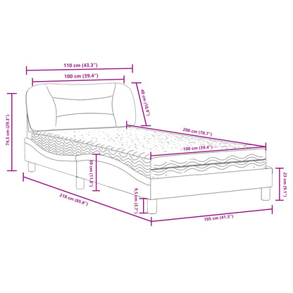 Letto con Materasso Hvar Grigio Chiaro 100x200 cm in Tessuto