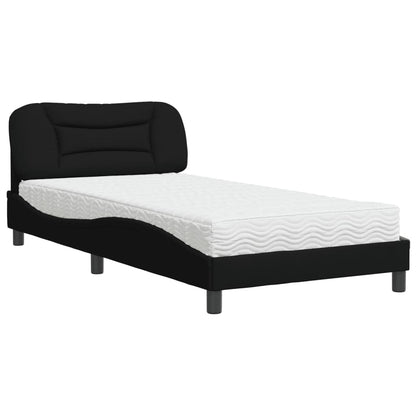Letto con Materasso Hvar Nero 100x200 cm in Tessuto - homemem39