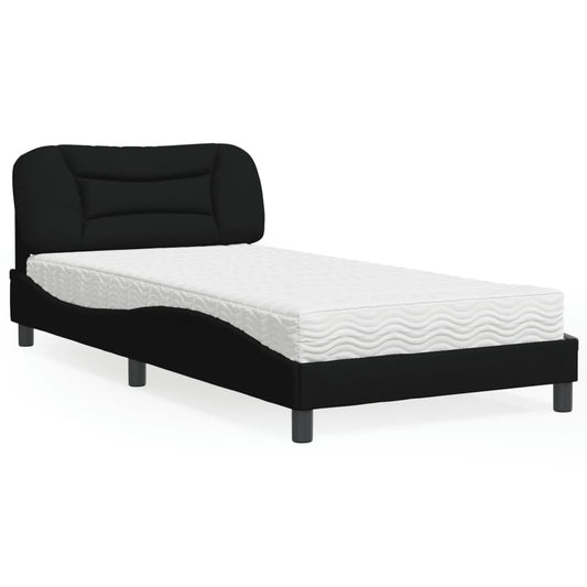 Letto con Materasso Hvar Nero 100x200 cm in Tessuto - homemem39