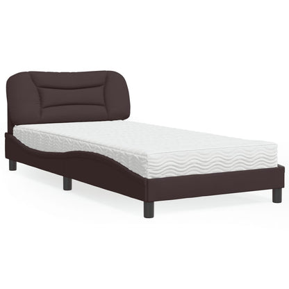 Letto con Materasso Hvar Marrone Scuro 100x200 cm in Tessuto - homemem39