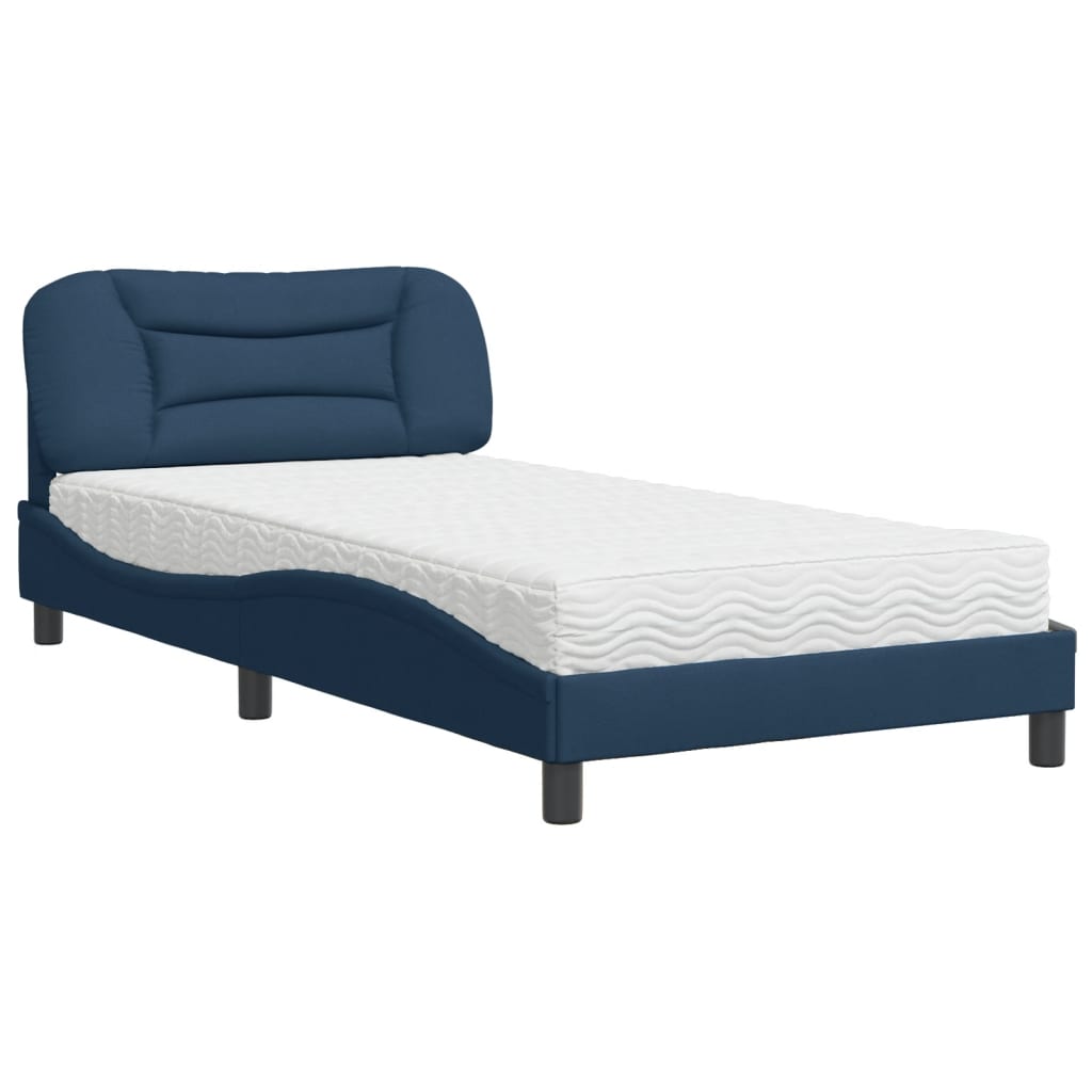 Letto con Materasso Hvar Blu 100x200 cm in Tessuto - homemem39