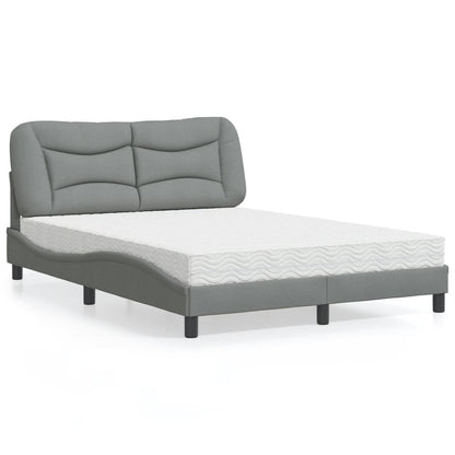 Letto con Materasso Hvar Grigio Chiaro 120x200cm Tessuto