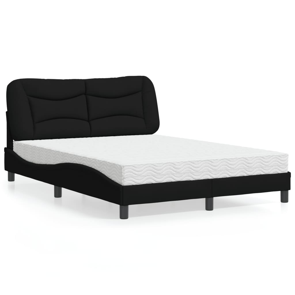 Letto con Materasso Hvar Nero 120x200 cm in Tessuto