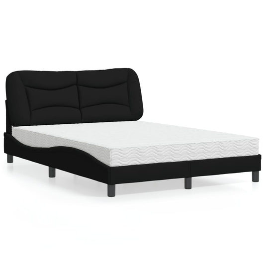 Letto con Materasso Hvar Nero 120x200 cm in Tessuto