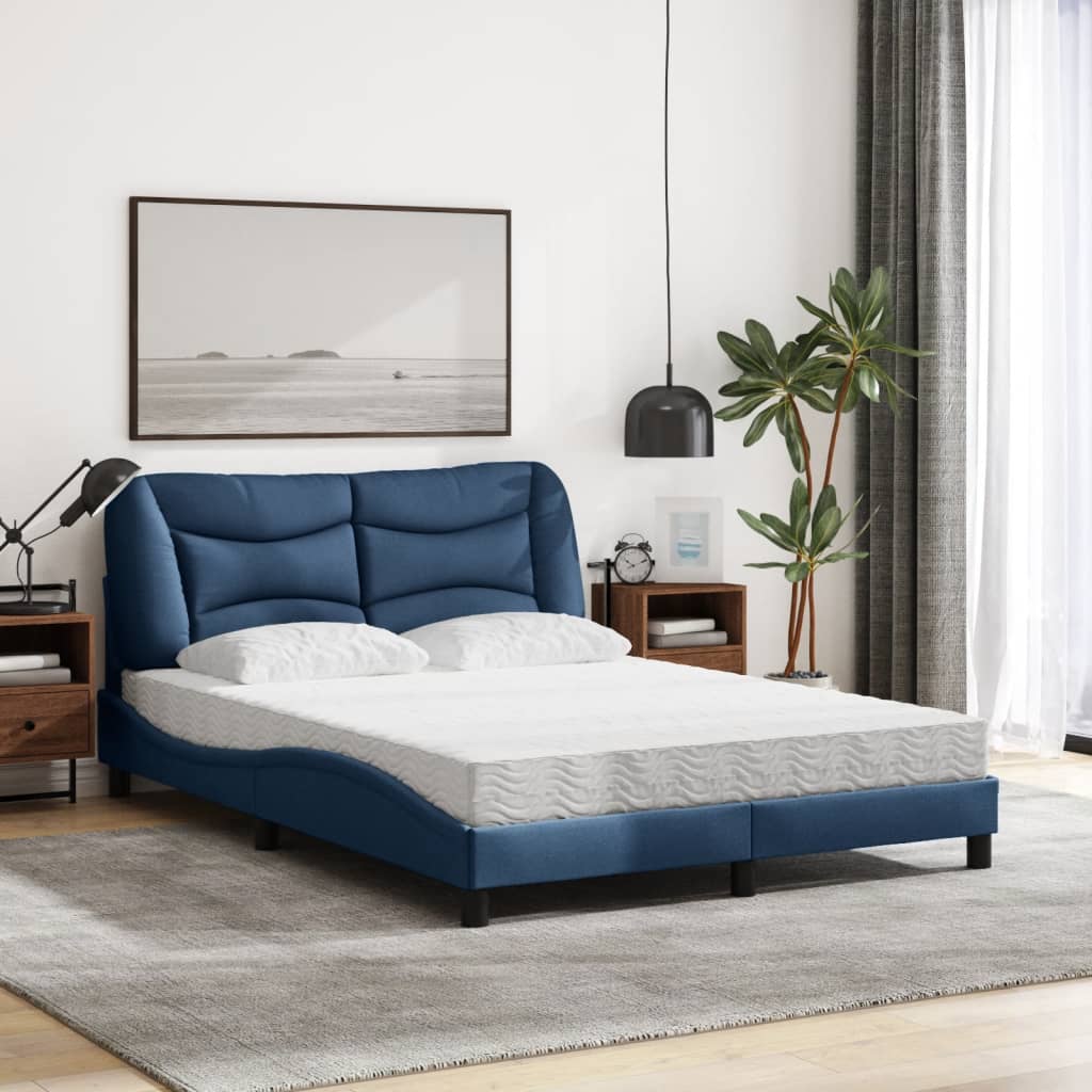 Letto con Materasso Hvar Blu 120x200 cm in Tessuto
