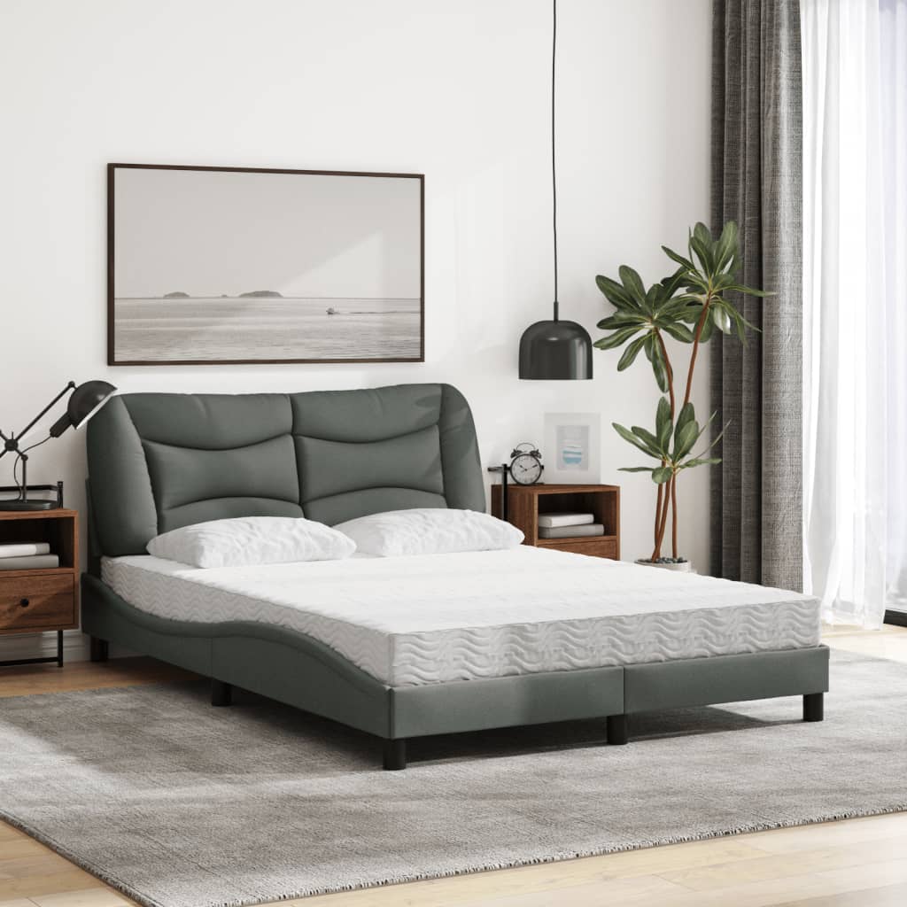 Letto con Materasso Hvar Grigio Scuro 140x190 cm Tessuto - homemem39
