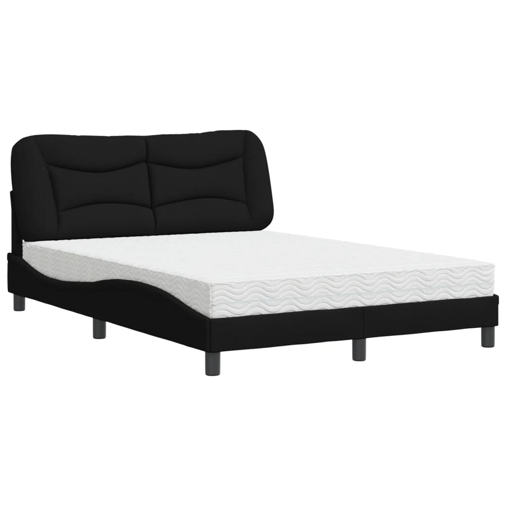 Letto con Materasso Hvar Nero 140x190 cm in Tessuto - homemem39