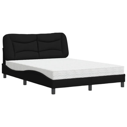 Letto con Materasso Hvar Nero 140x190 cm in Tessuto - homemem39