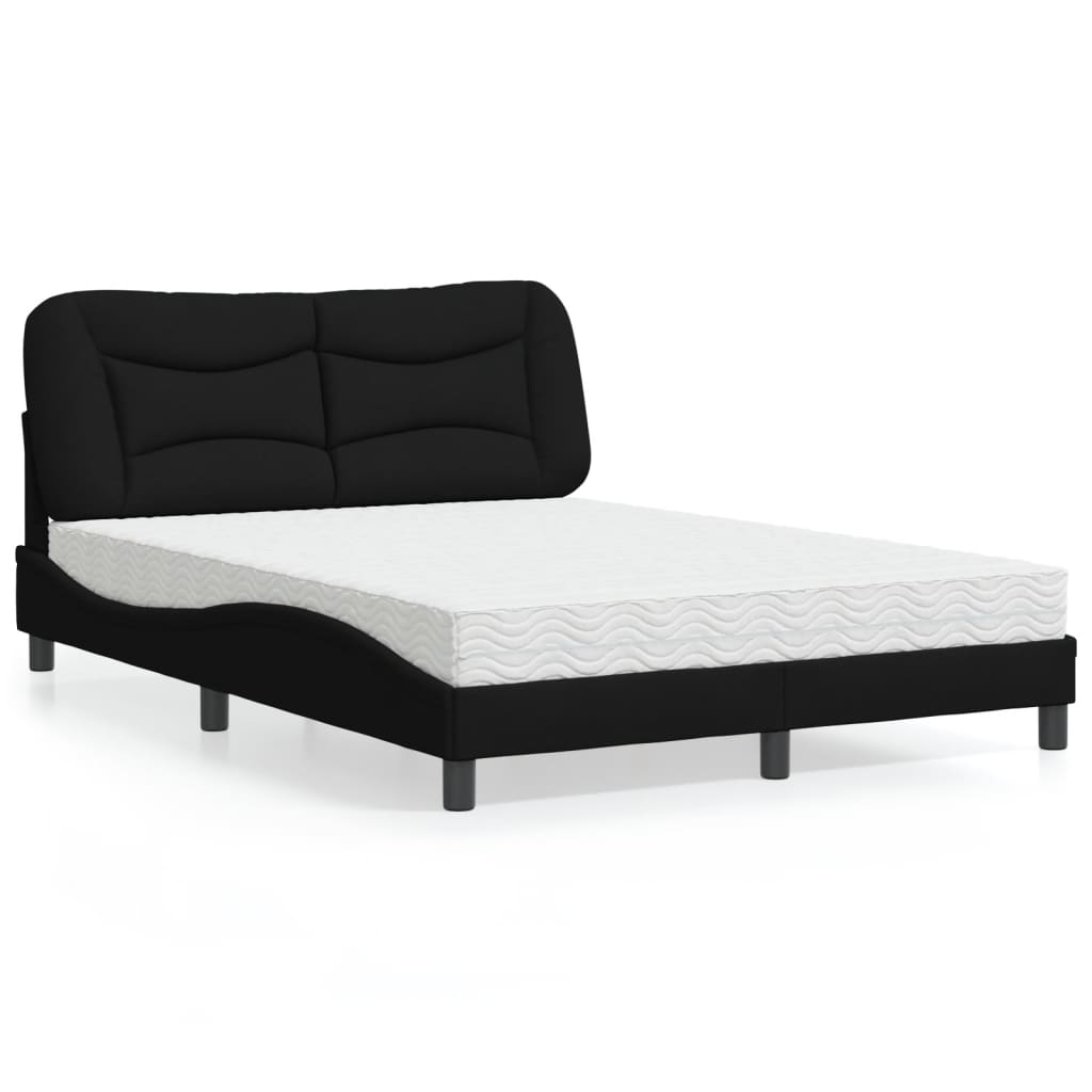 Letto con Materasso Hvar Nero 140x190 cm in Tessuto - homemem39