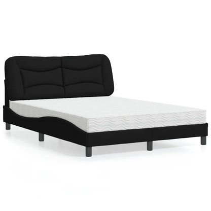 Letto con Materasso Hvar Nero 140x190 cm in Tessuto - homemem39
